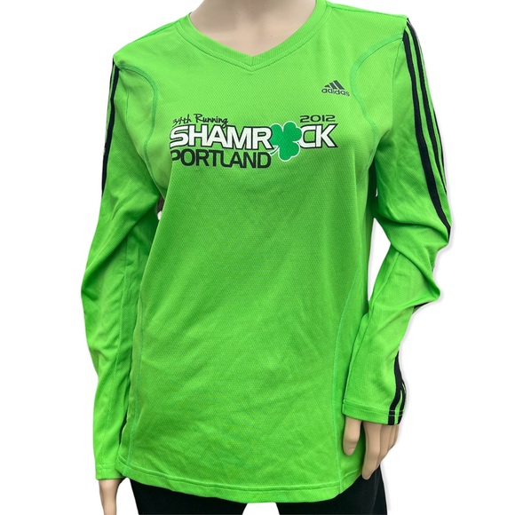 adidas Tops - - Adidas Sz L Shamrock Run 3-Stripe Long Sleeve Fitness Top! EUC!